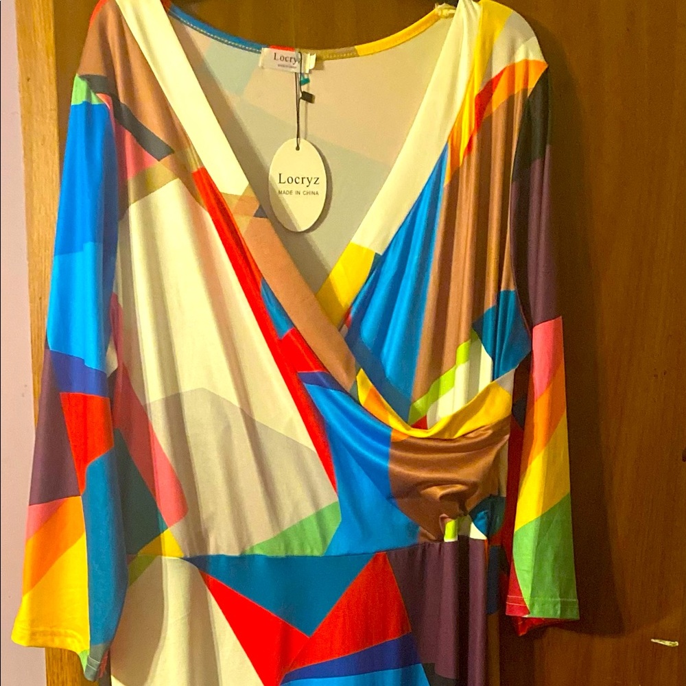 Locryz multi color maxi dress size 3x.